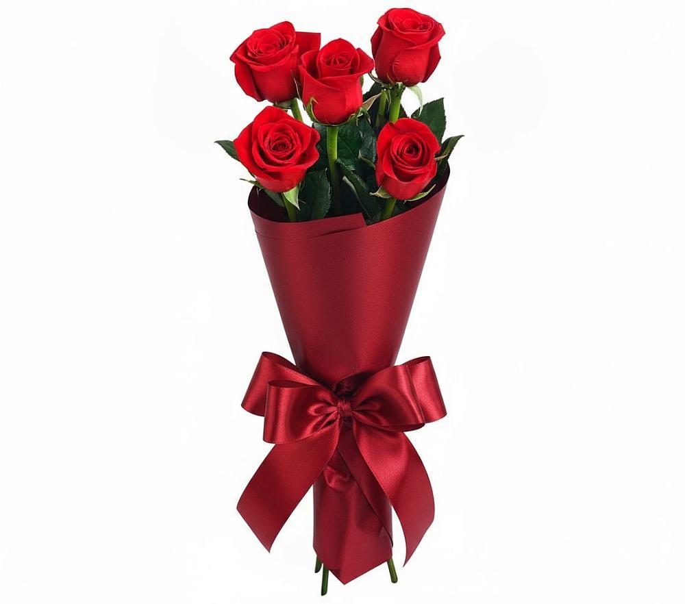 Букет 5 Красных роз Эдлесс Лав в Анди