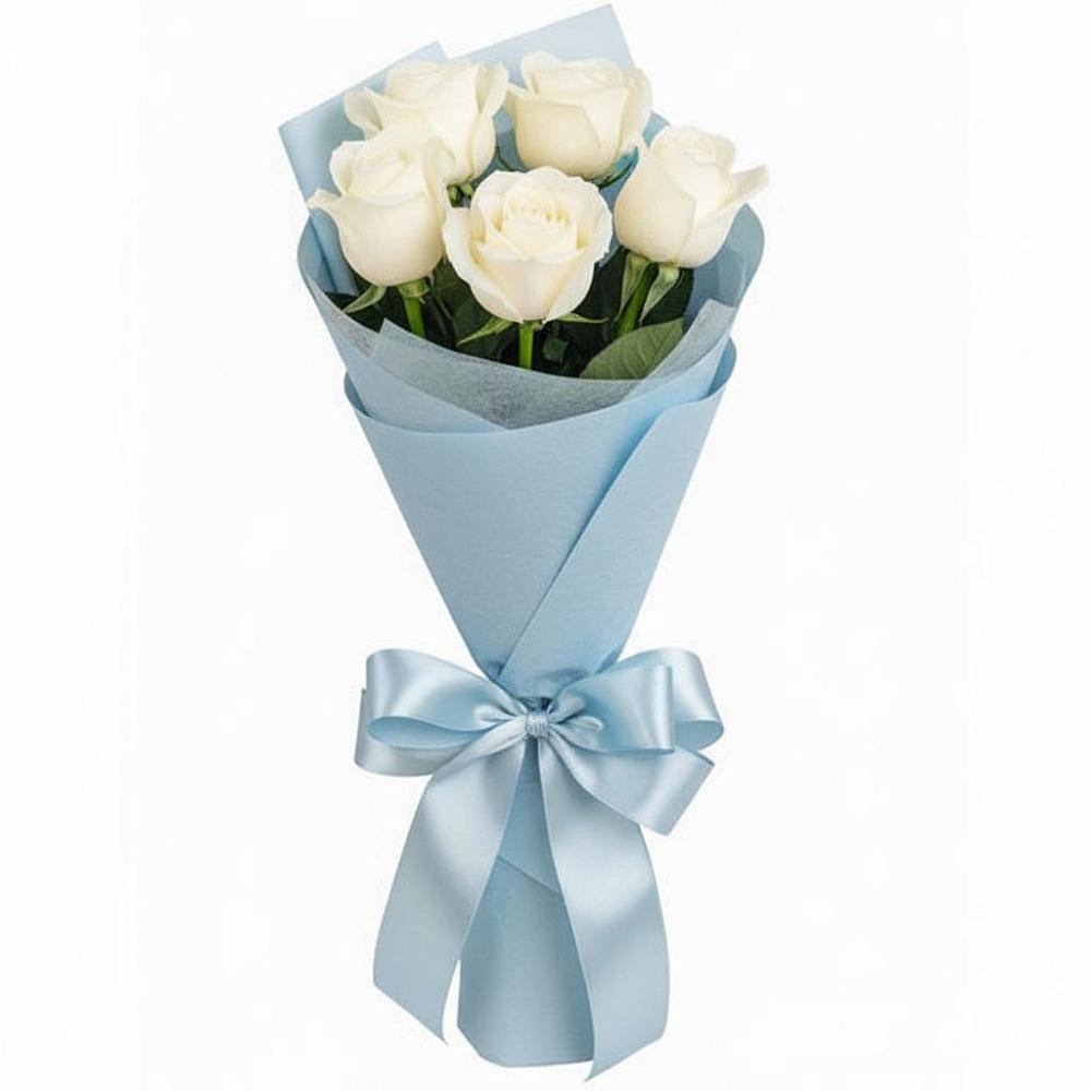 Букет 5 Белых роз Проуд в Анди