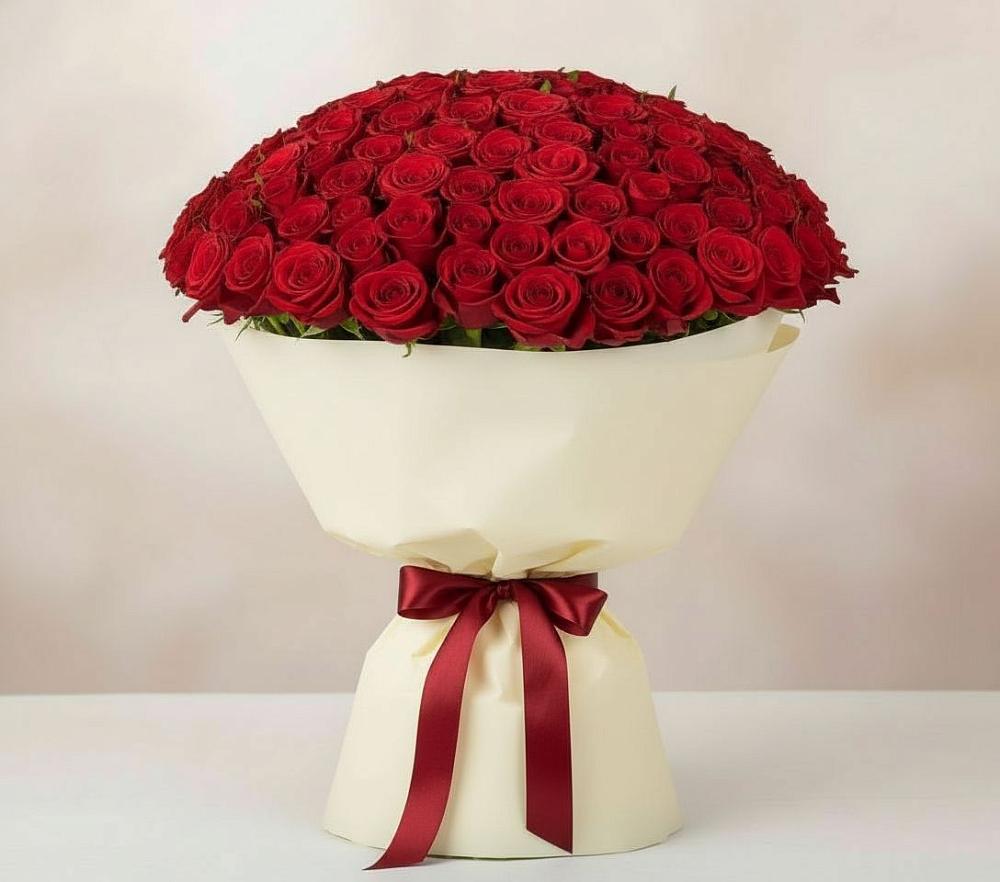 Букет 101 Красная роза Милано в Анди