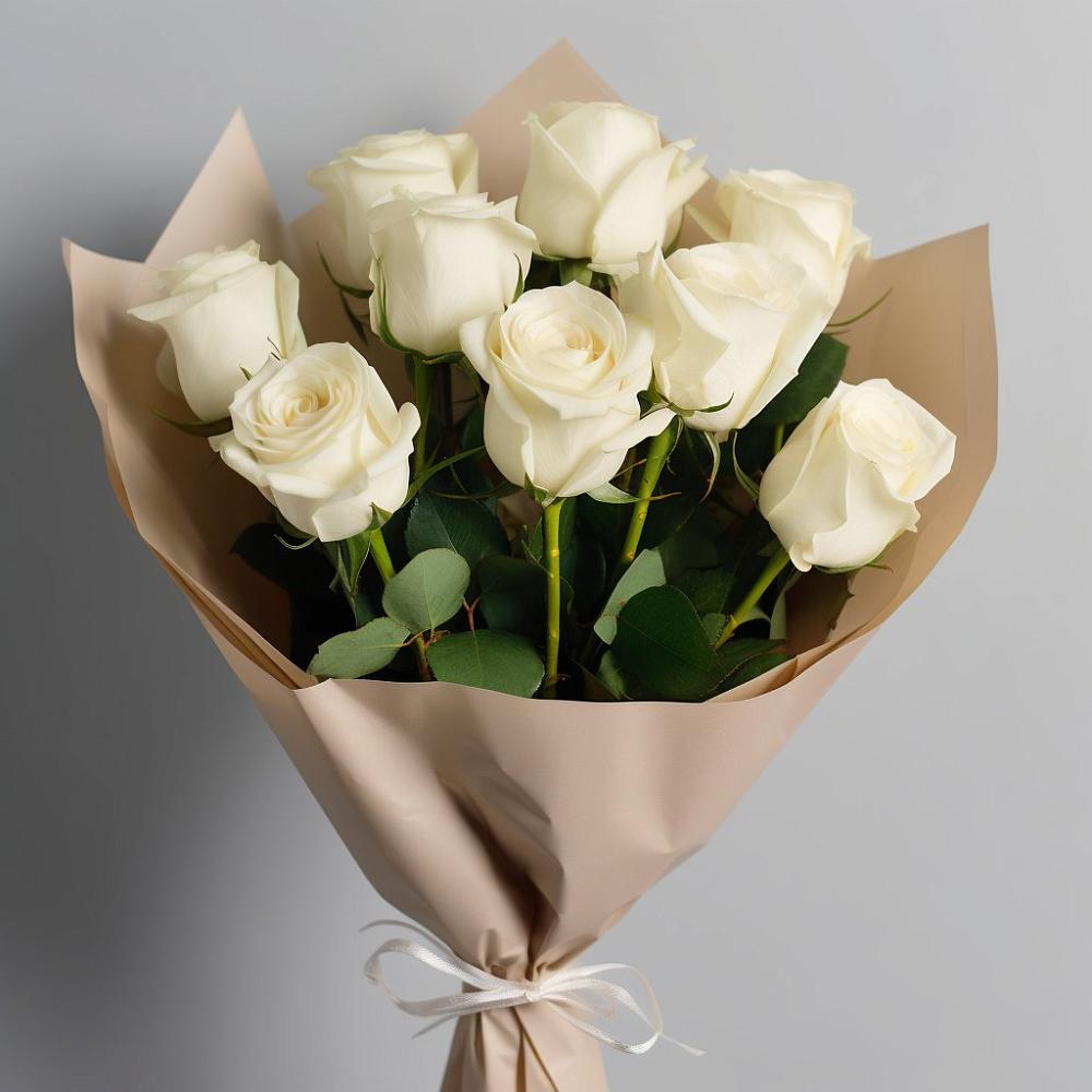 Букет 9 Белых роз Эдлесс Лав в Анди