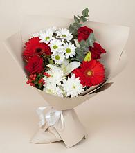 Букет цветов из:  Розы, Хризантемы, Герберы и Лилии в Анди