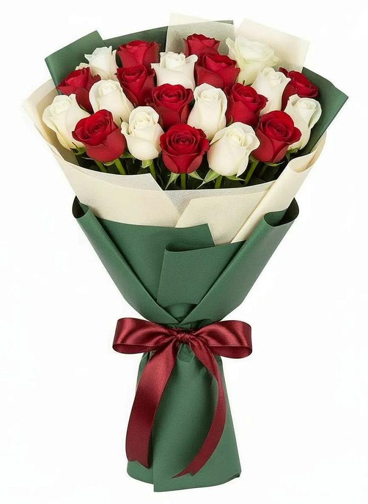 Букет Микс из красных и белых роз в Анди
