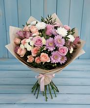 Букет цветов из:  Хризантемы, Розы и Альстромерии #REPLACE_PRED# Анди