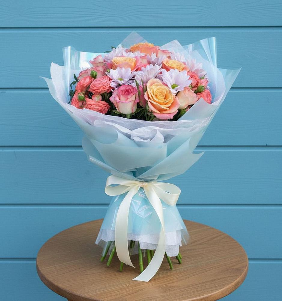 Букет цветов из: Хризантемы и Розы в Анди