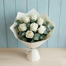Букет Белые розы в Эвкалипте #REPLACE_PRED# Анди